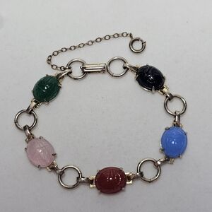 Vintage Multicolor Scarab Link Bracelet
